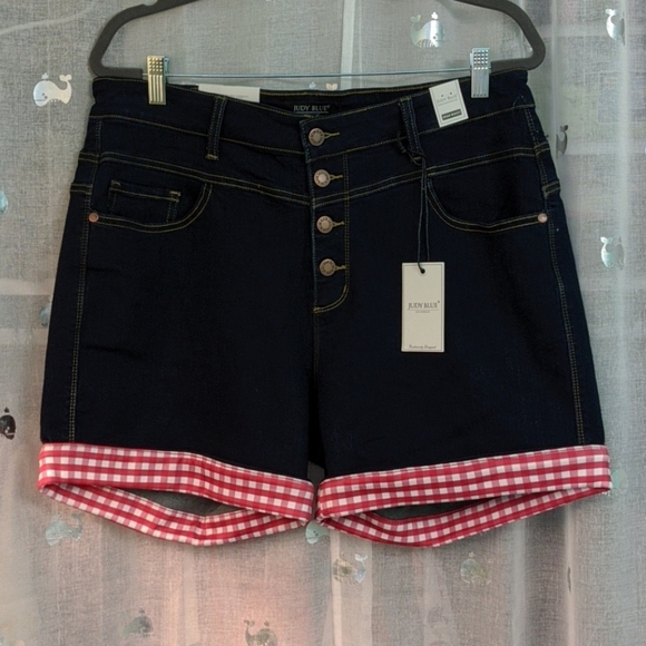 Judy Blue Pants - Judy Blue Gingham button fly high waist shorts 2xl